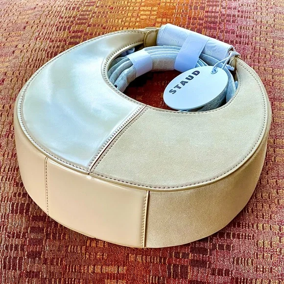 🌺🎉HP🎉🌺 NWT Staud Mini Moon Split Bag Oat - Picture 7 of 16